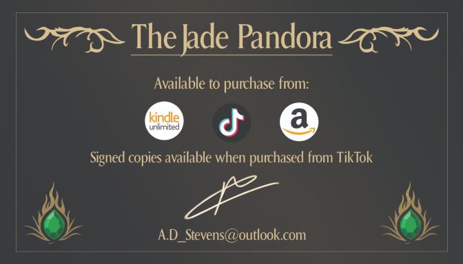 Business Card Created for an indie Author A.D.Stevens